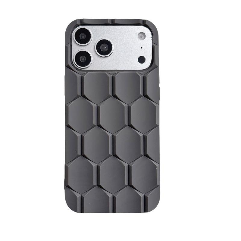 3D Honeycomb Silicone Case for iPhone 17 Pro Max, 16 Pro, 15, 14, 12 - Anti-fall Protection, Soft Cover