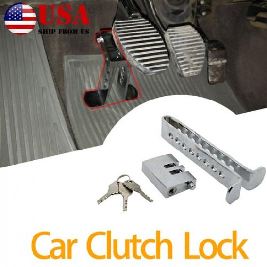 Car Auto Brake Pedal Lock Anti-theft Security Stainless Steel Clutch Lock 3Keys