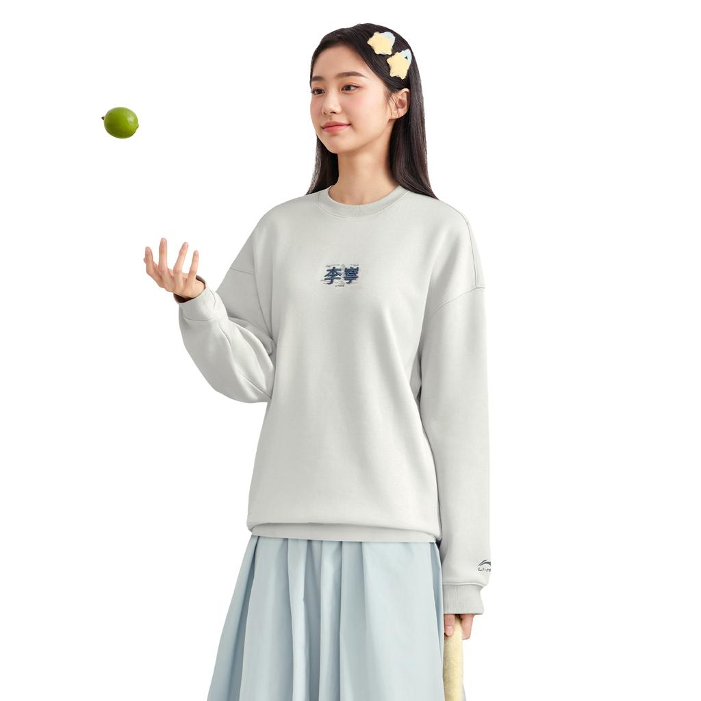 Li Ning Sports Lifestyle Series Loose Fit Round Neck Logo Couple Sweatshirt Unisex Sweatshirt AWDVC83-1