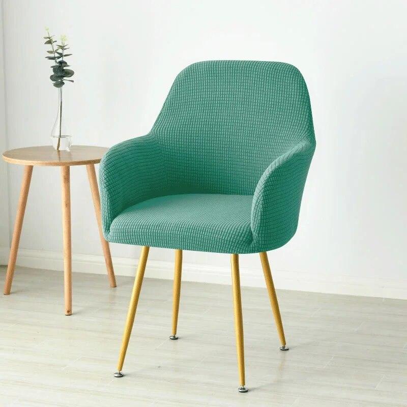 1Pc Solid Color Polar Fleece Dining Chair Covers Elastic High Arm Armchair Cover Removable Stretch Office Seat Slipcover Home