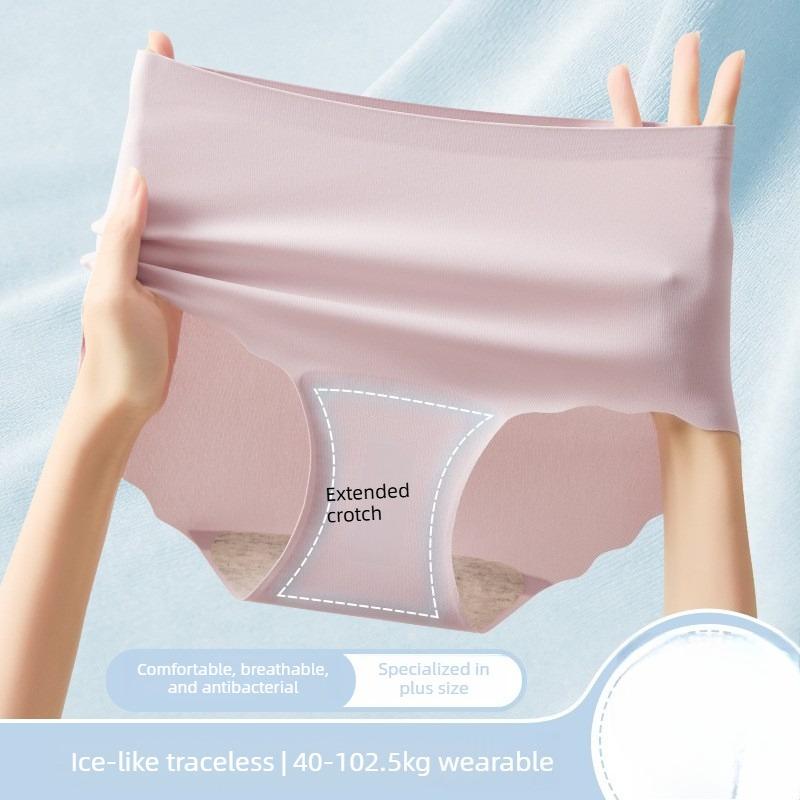 Slip Estivi Sottili in Seta Ghiacciata Senza Segni Asciugatura Rapida Cotone Cavallo Esteso Vita Alta per Donne Taglie Forti