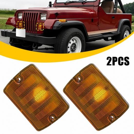 Fits Jeep YJ Wrangler 1987-1995 Front Turn Signal Parking Lights Housings Amber