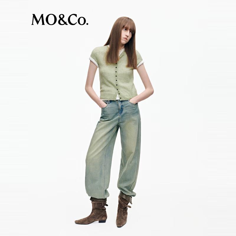 MO&Co. Lightweight Crew Neck Knit Cardigan