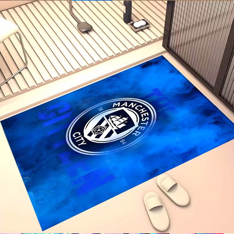 Manchester City FC Print Rug, Washable Floor Carpet, For Entryway Dorm Laundry Room Office Study, Home Decor Birthday Christmas Gift