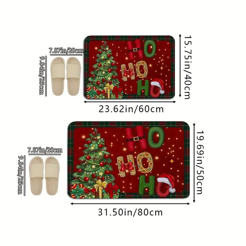 Winter Christmas Rug, Non-Slip Indoor/Outdoor Entryway Doormat, Christmas Tree Decorative Floor Mat, Holiday Home Decor
