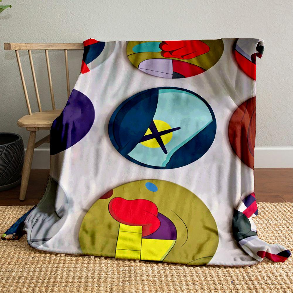 KAWS Circular Panel Art X Eyes Blanket Throw, Flat Circle Pop Art Style Design, Modern Living Room, Cozy Bedding, All Seasons Gift
