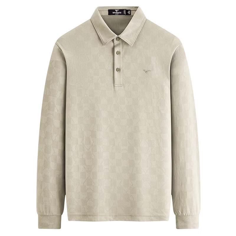 SEPTWOLVES Men's Antibacterial Moisture-Wicking Long-Sleeve Polo Shirt