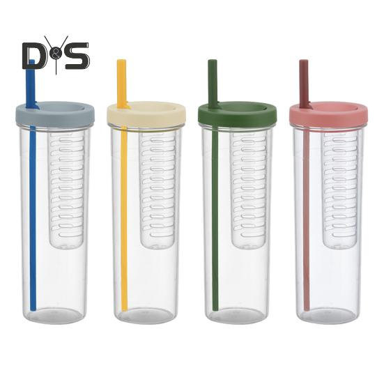 700 ml Strohhalmbecher mit faltbarem Strohhalm, eingebautem Filter, Teebehälter, leicht zu reinigen, vielseitiger Trinkhalmbecher