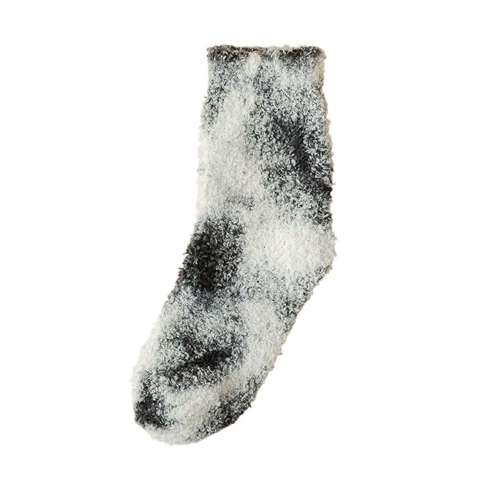 

Носки женские из кораллового флиса с принтом тай-дай, полиэстер, аксессуары для одежды, носки в корейском стиле, носки средней длины чёрный