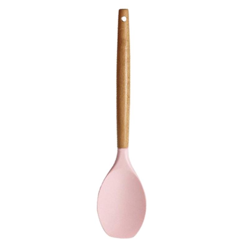 Home Cooking Utensils Silica Gel Scoop Salad Agitator Scoop Wood Handle Pot Cooking Silica Gel Pot Scoop Kitchen Utensils