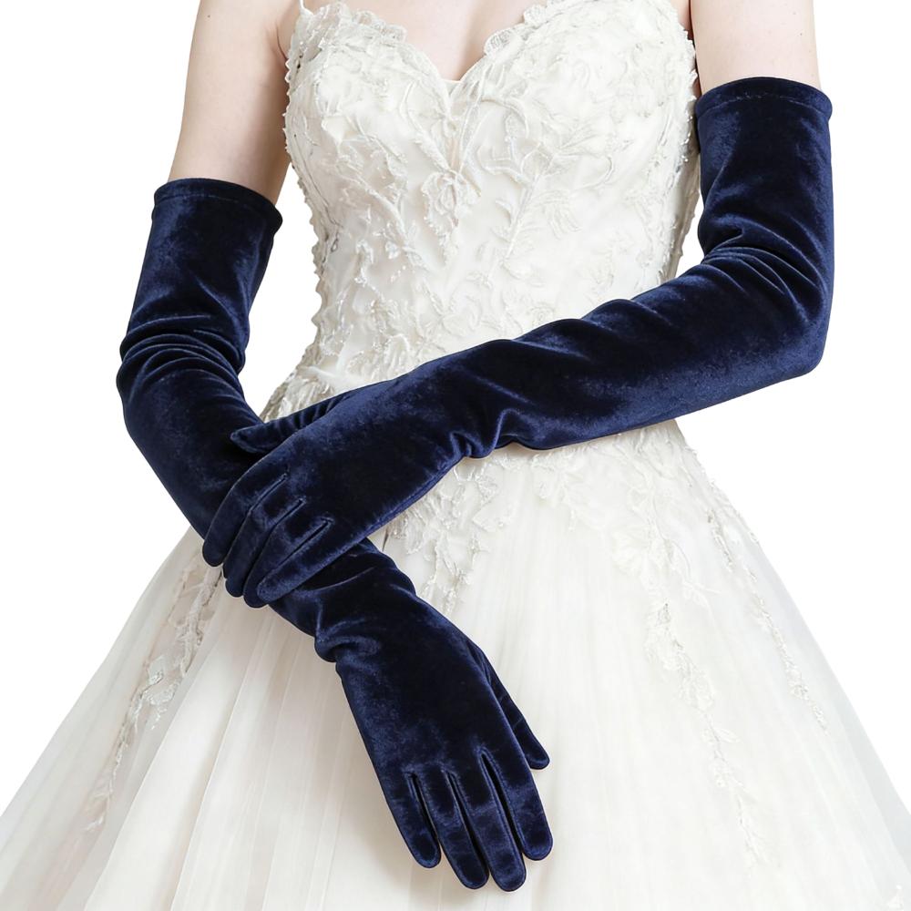 53cm Women's Fluffy Gloves Elegant Bride's Long Mittens Velvet Long Gloves  Dress-Up  Accessories
