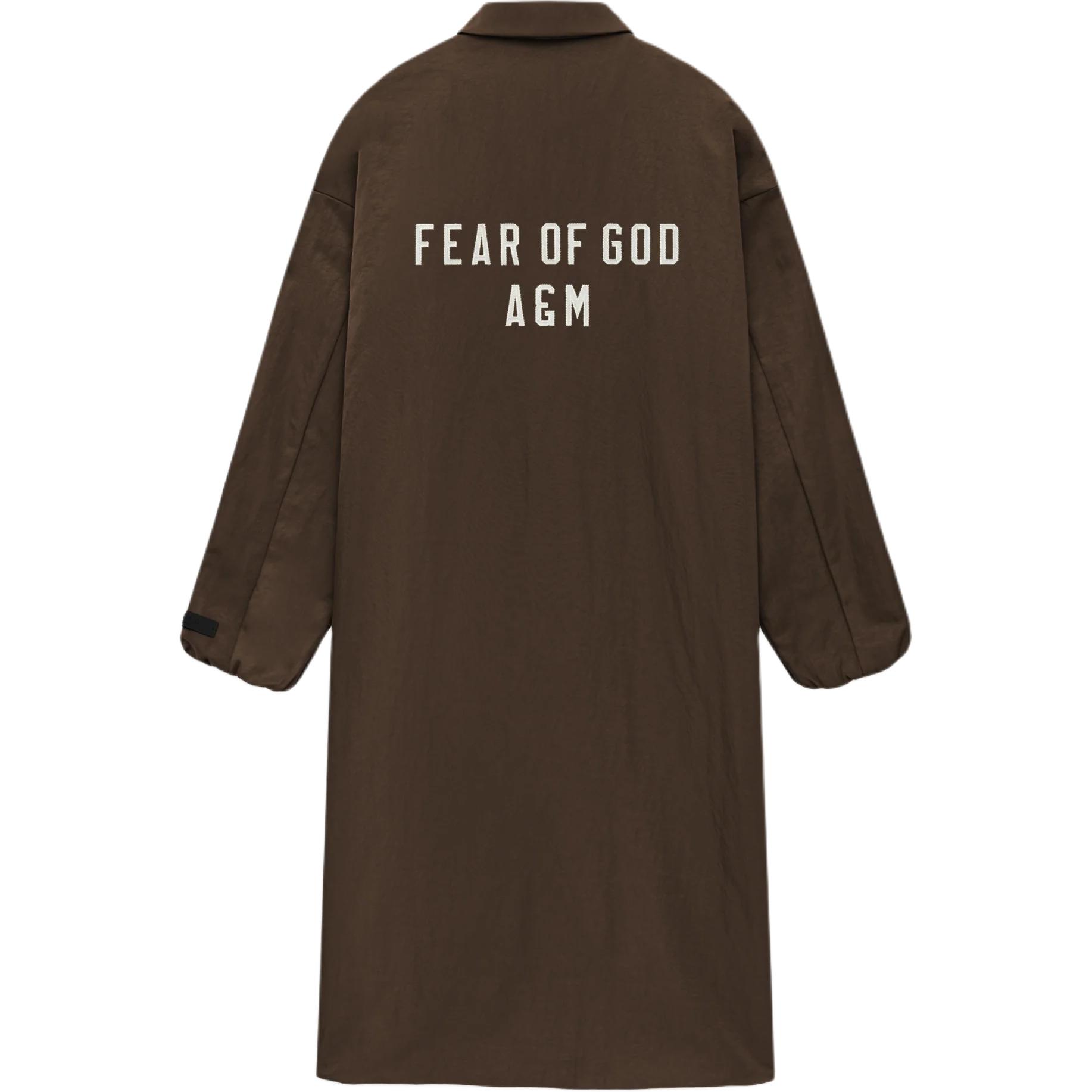 Fear of God Essentials Textured Nylon Trench Coat Brown Men Outerwear 202HO246345F M