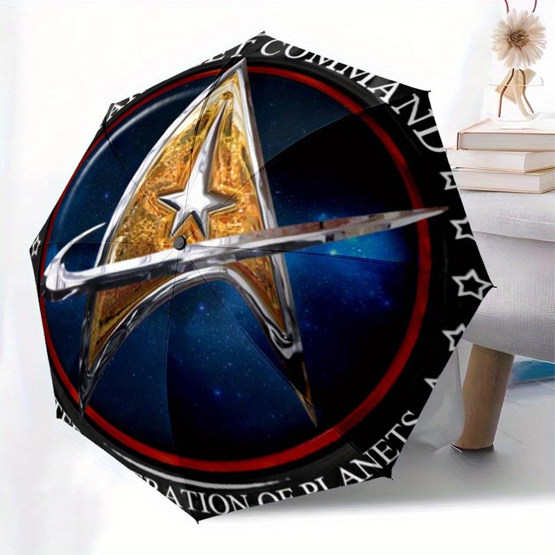 Star Trek Starfleet Command Emblem Sticker Decal 4x 4Umbrella, Portable 3-Fold Compact Umbrella for Men & Women Gift