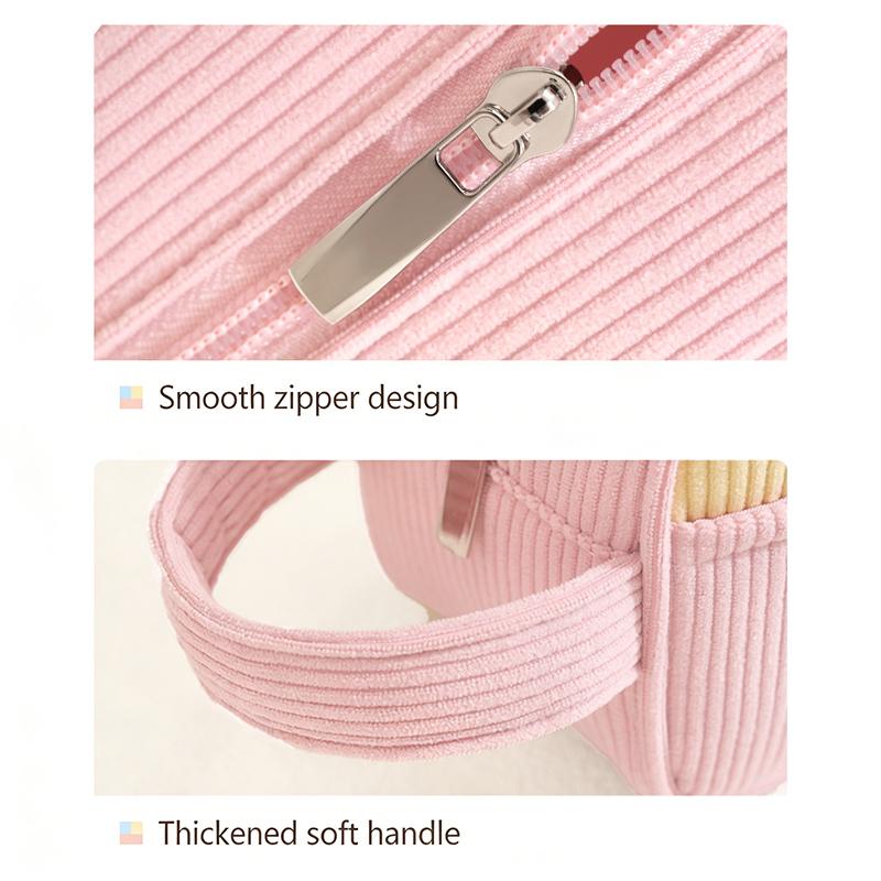 Minimalist Corduroy Makeup Handbag Large Capacity Travel Cosmetics Storage Bag Makeup Bag For Women