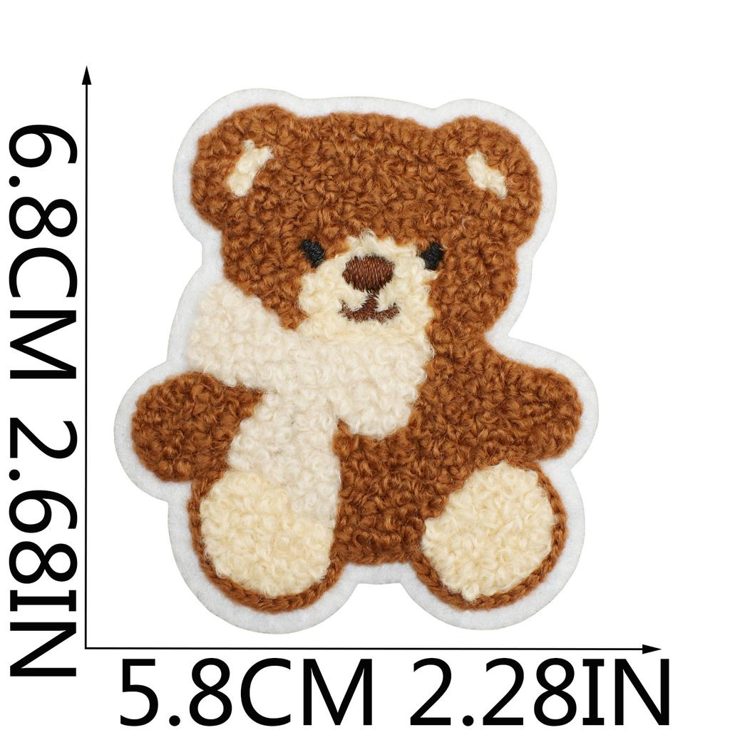 Plush Bear Embroidery Cloth Sticker Cute Red Panda Towel Embroidery Patch Sticker Clothes Decorative Embroidery Label Curly Lion
