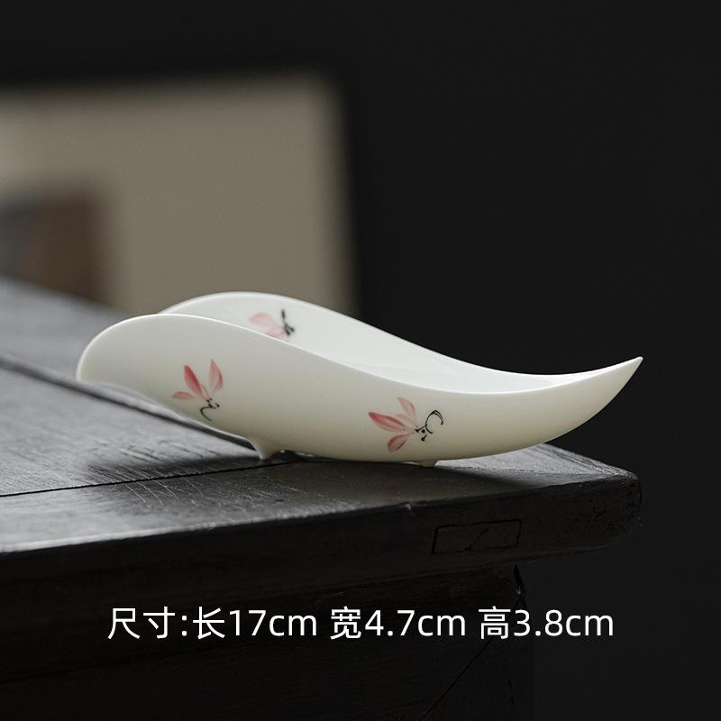 

Jade Porcelain Handmade Teaspoon Household Hand Drawn Orchids Tea Scoop Elegant Shovel Household Awakening Tea Ladle Teaset Gift
