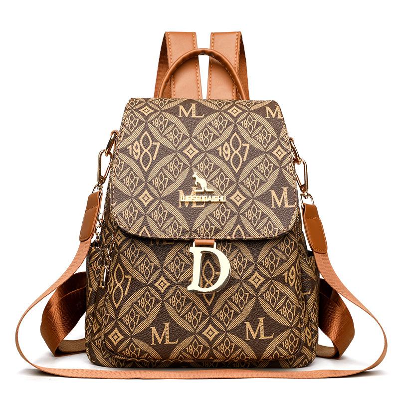 

Ретро-принтованный рюкзак для женщин, новый стиль, простая большая вместительная дорожная сумка, многофункциональный повседневный рюкзак двойного назначения