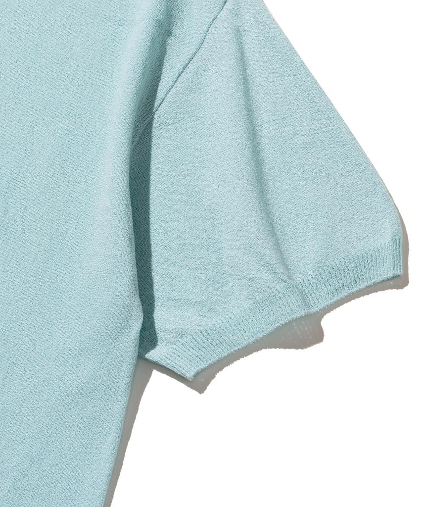 KNITTED Cool Summer Essential Round Short Sleeve Knit Tee Sky Blue