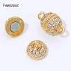 18K Gold Plated Brass Inlaid Zircon Ball Magnetic Clasps,Magnetic Lock Connector Clasps For DIY Jewelry Making Accessories