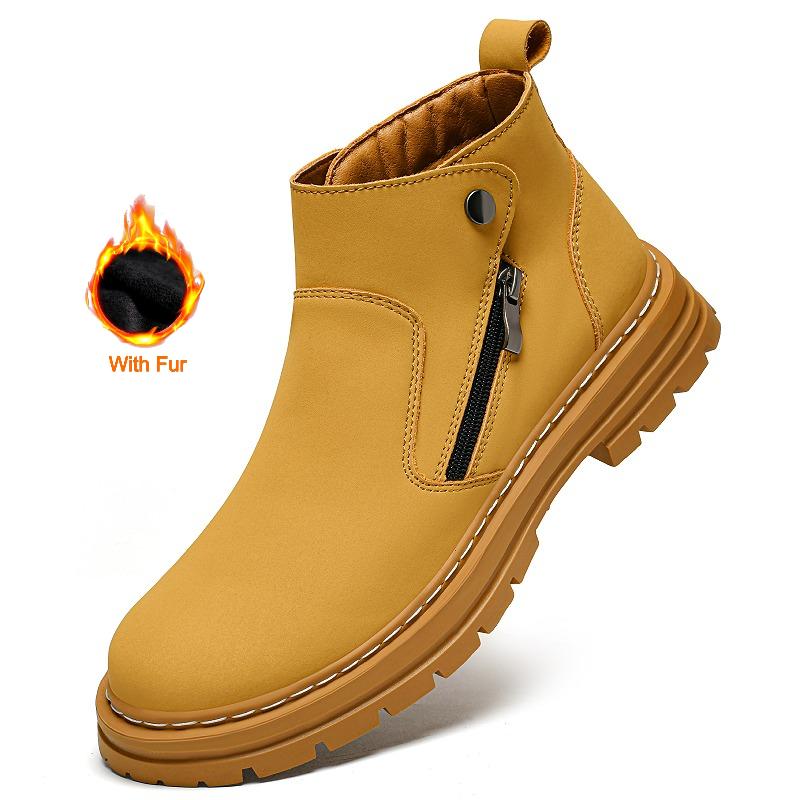 Fashion 2025 Fashionable Men's High-Quality Leather Ankle Boots With Side Zipper Buckle Design Comfortable Outdoor Durable Casual Boots