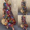 Moda Donna Estate Primavera Bohemian Pieghe Manica 1/2 Scollo a V Vita Alta Abiti Casual