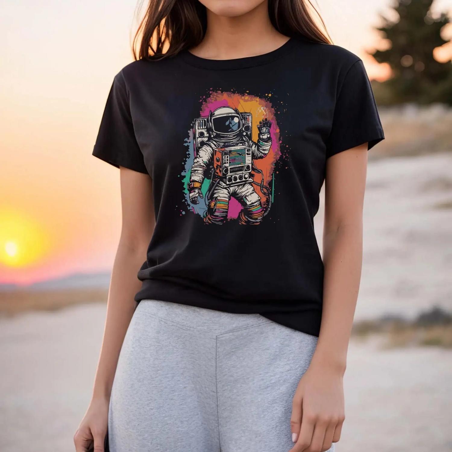 Space T Shirt AstronauT Galaxy Universe Lover Interstellar For Him Her(1) S чёрный
