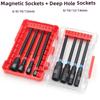 8PCS Magnetic Socket Set 150mm Extended Length for Hex Shank Drills Fits 6 8 10 12 14mm Fasteners Deep Hole Use