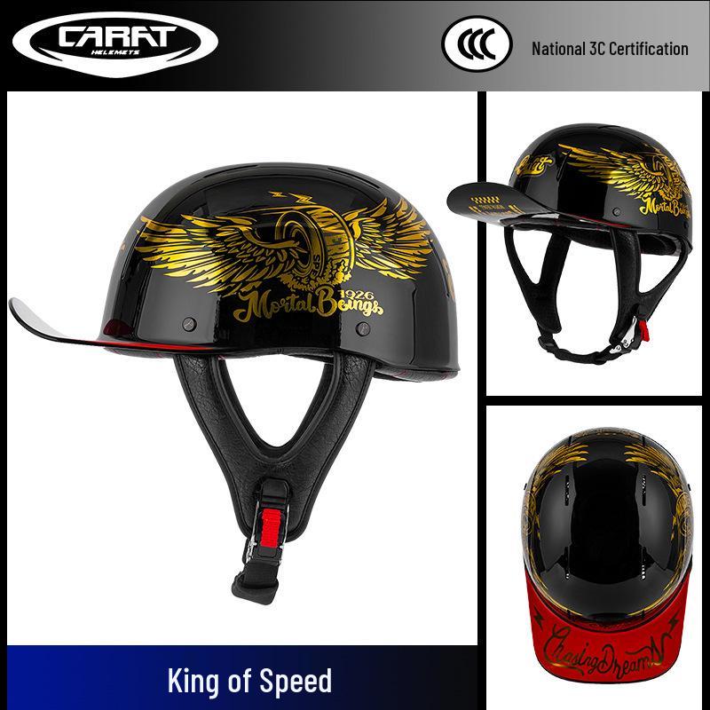 Carbon Fiber Retro Motorcycle Half Helmet - Breathable Open-Face Design for Men & Women. XXL
