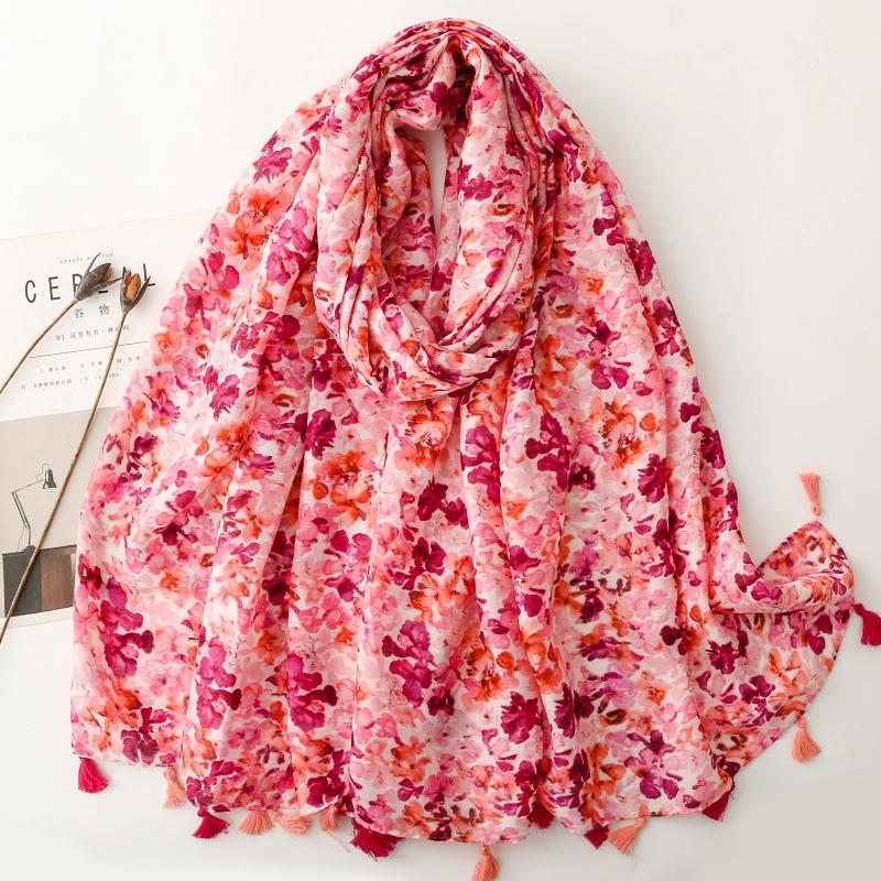 88*190Cm Luxury Women Long Viscose Scarf Bohemian Styles Paisley Pattern Cotton Linen Shawl Lady Tassel Muslim Hijab Wrap
