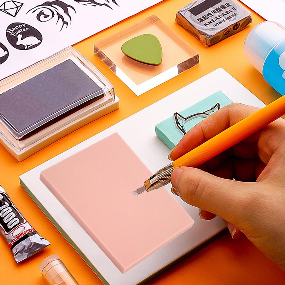 Rubber Stamp Carving Block Manual DIY Eraser Block for Rubber Stamping Carving 15 x 10 x 0.8cmPeach