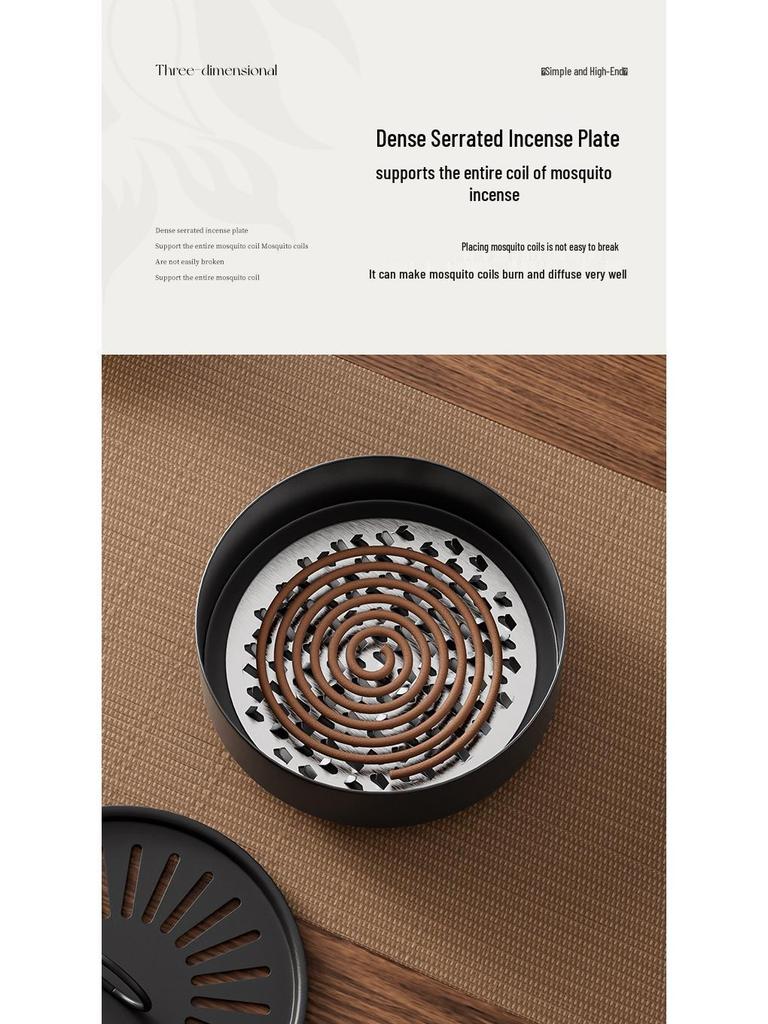 Creative Anti-Scald Mosquito Coil Holder with Lid - Wrought Iron Ash-Free Sandalwood Storage