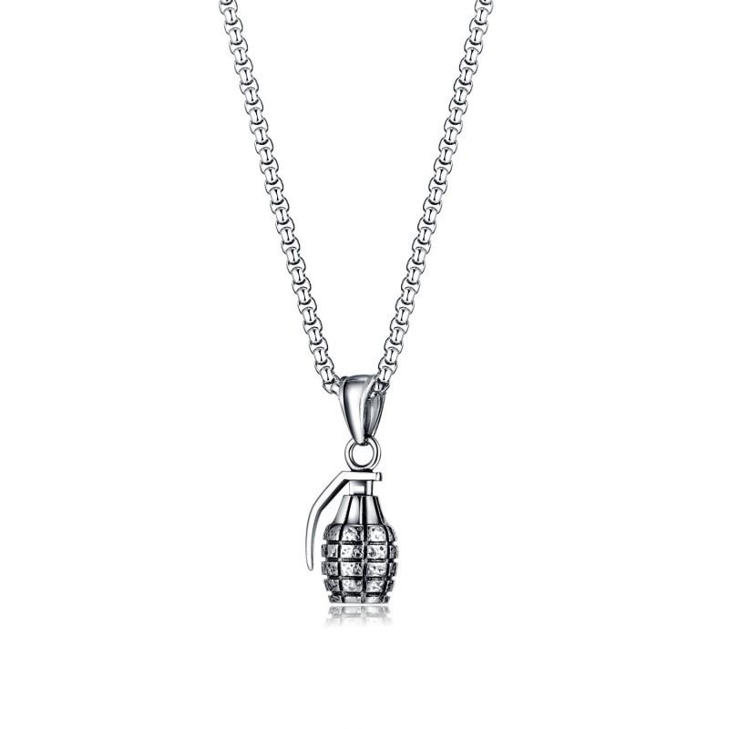 

Irregular Summer Fashion Grenade Prop Pendant With Personalized Style Hip Hop Titanium Steel Men s Necklace In Europe America