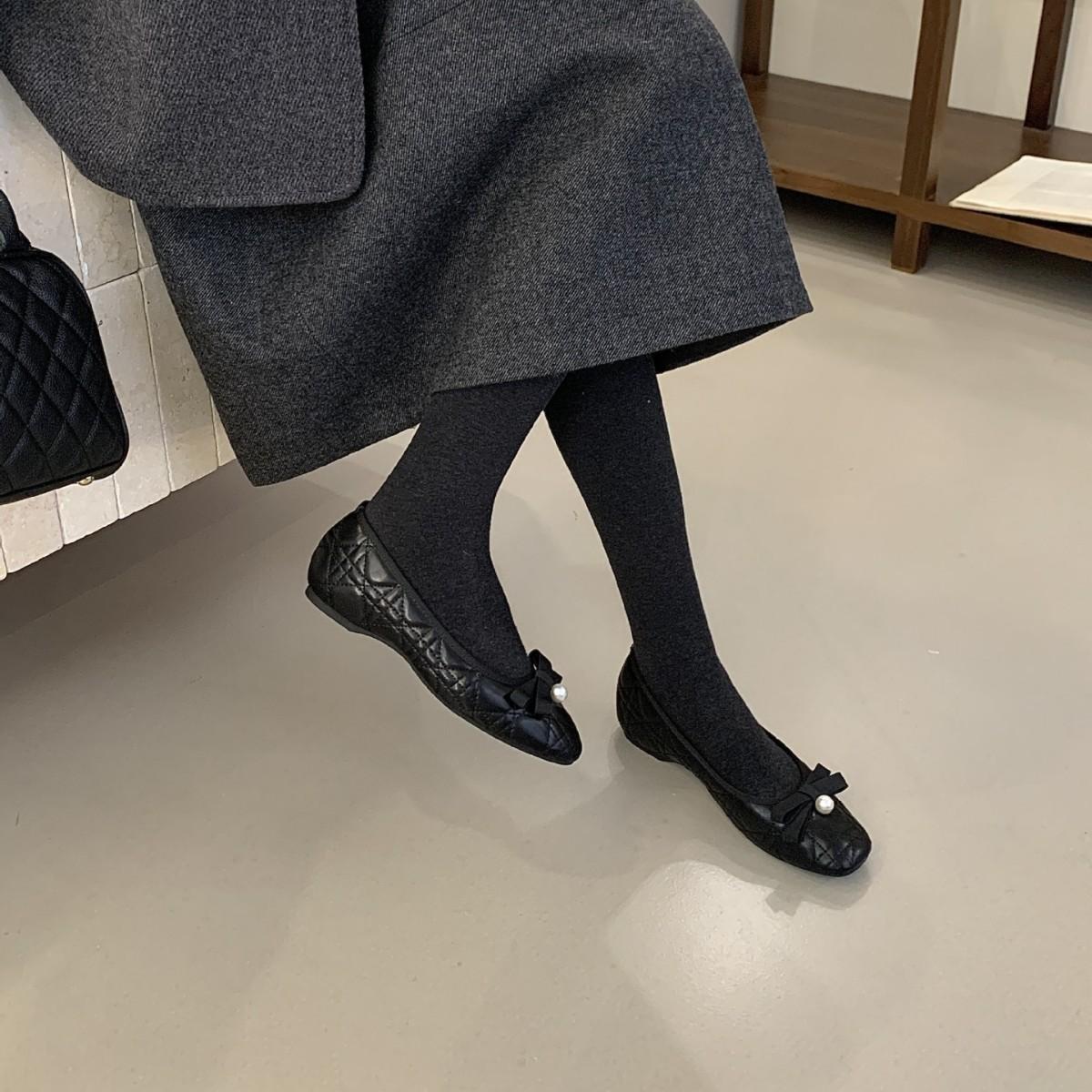 

Flat bottom black French small fragrant Mary Jane single shoes women s shoes 2025 new autumn and winter versatile gentle evening shoes 39 чёрный