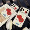 Japan und Südkorea einfache Nische farbige gepunktete Tomaten geeignet für Apple 17promax Handyhülle großes Fenster Lammleder