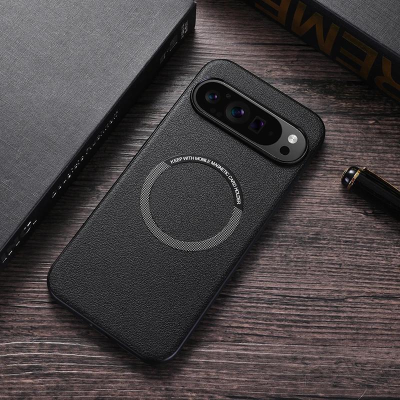 

Для Google Pixel 10 Pro XL Magsafe Магнитный Чехол с Беспроводной Зарядкой для Pixe 9 Pro XL 8 Pro из ПУ Кожи Ударопрочный Мягкий Чехол Google Pixel 10 чёрный