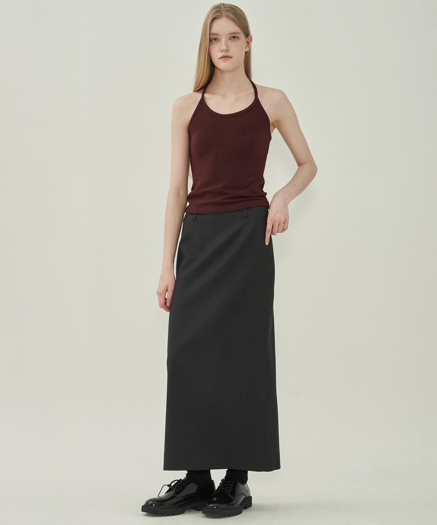 MOTT Essential Slit Long Skirt - Dark Gray