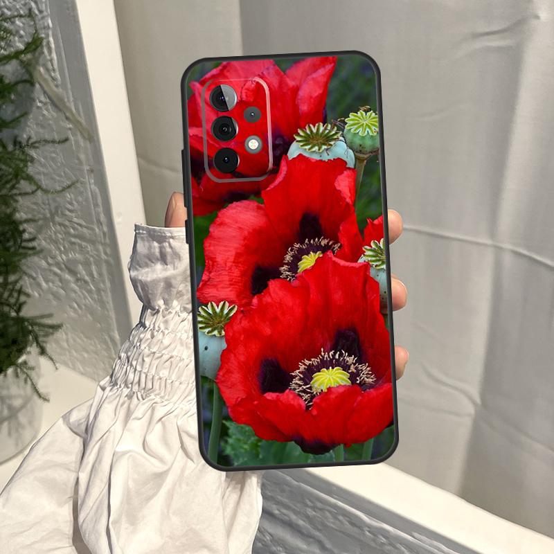 Poppy Flower Bloom Case For Samsung Galaxy A16 A36 A56 A06 A13 A53 A33 A23 A55 A35 A17 A54 A34 A14 A52 A32 A15