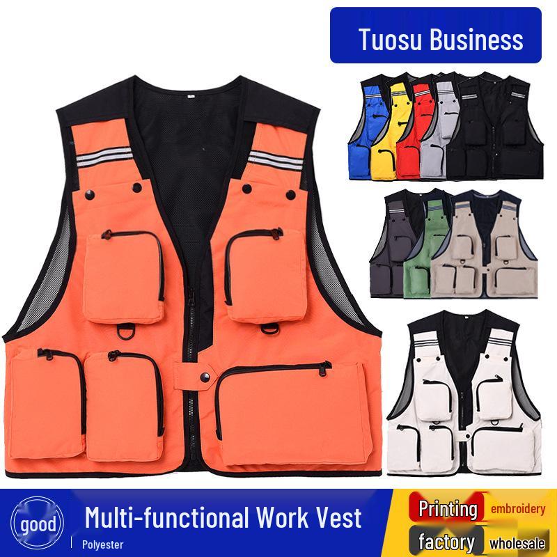Outdoor Multi-Pocket Workwear Vest for Volunteers, Fishing, Photography, or Group Activities