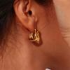 Punk Irregular Geometric Shape Creole Stud Earring Female Gold Color Stainless Steel Unusual Earrings For Woman Ear Jewelry E120