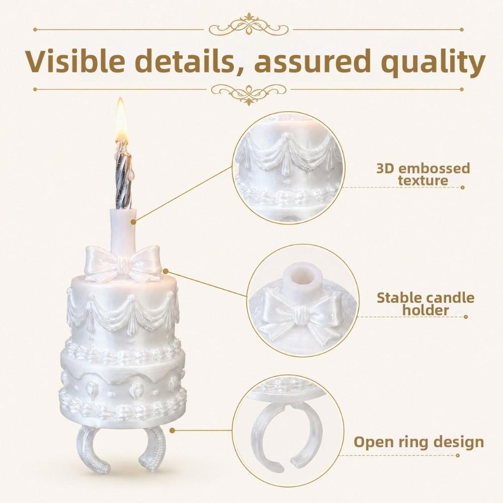 Plastic Finger Ring Candle Stand Silk Finish Birthday Cake Ring Topper Celebration