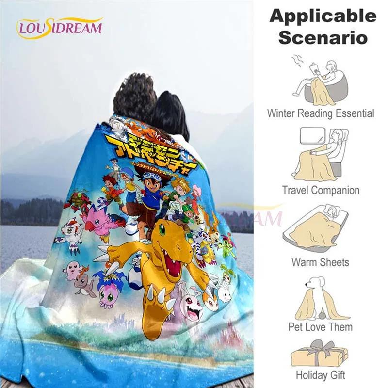 New Cartoon Digimon Blankets for Beds Anime Blanket Queen Size Soft Bed Sheet Rome Decor Winter Bedding Cover Kids Gift Picnic