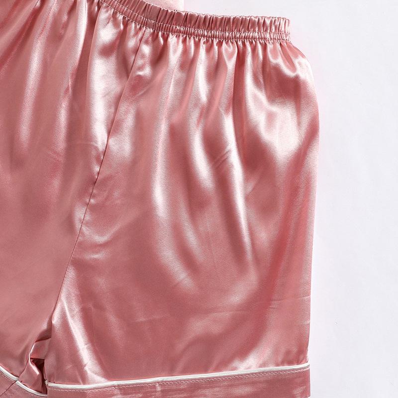 Conjunto de Pijama de Satén de Verano Transfronterizo para Niños - Manga Corta de Color Sólido para Niños y Niñas