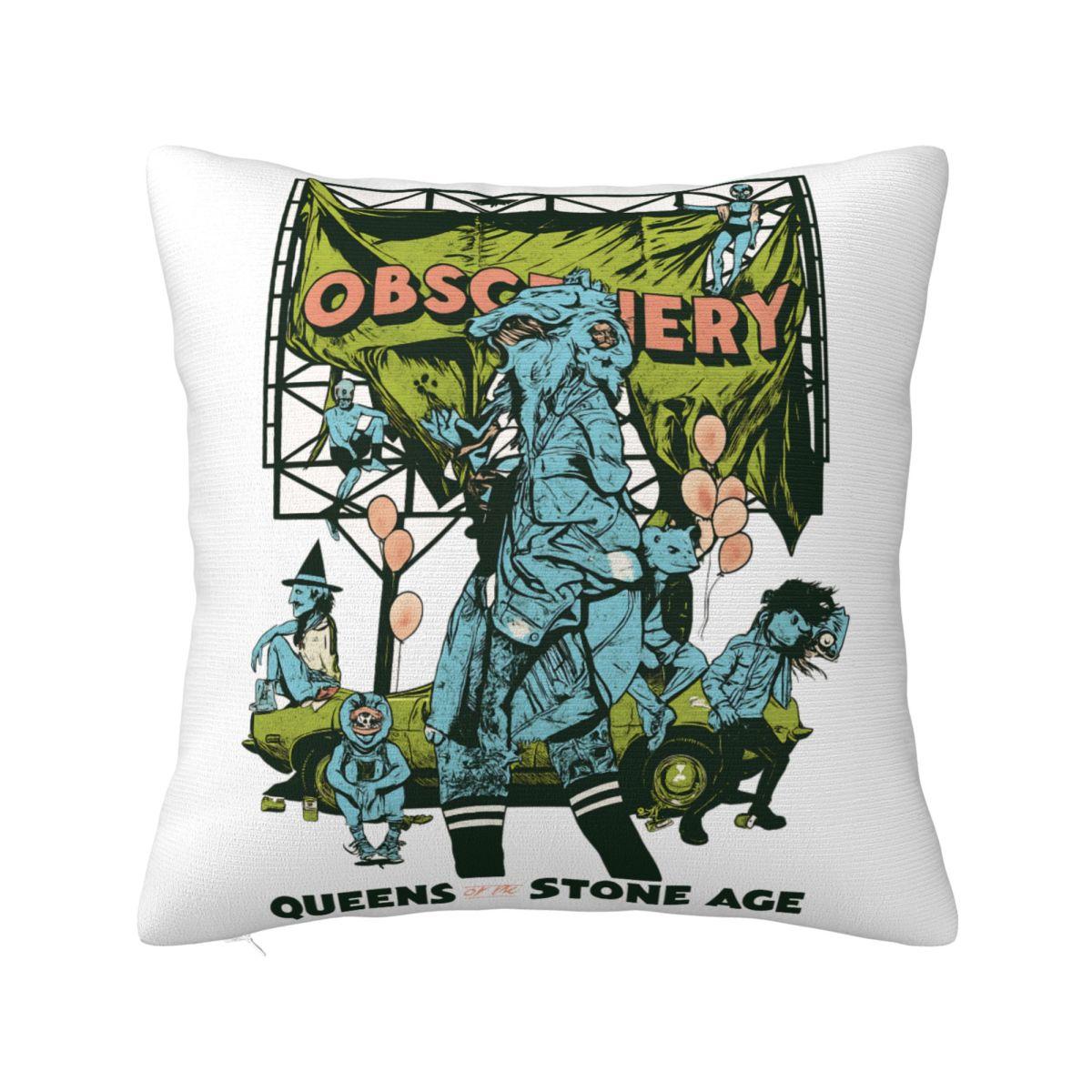 Pillow Cover Queens Of The Stone Age Music Band Cushion Cover American Rock Music Cute Pillow Case For Office Car Pillowcases 12x12Inch