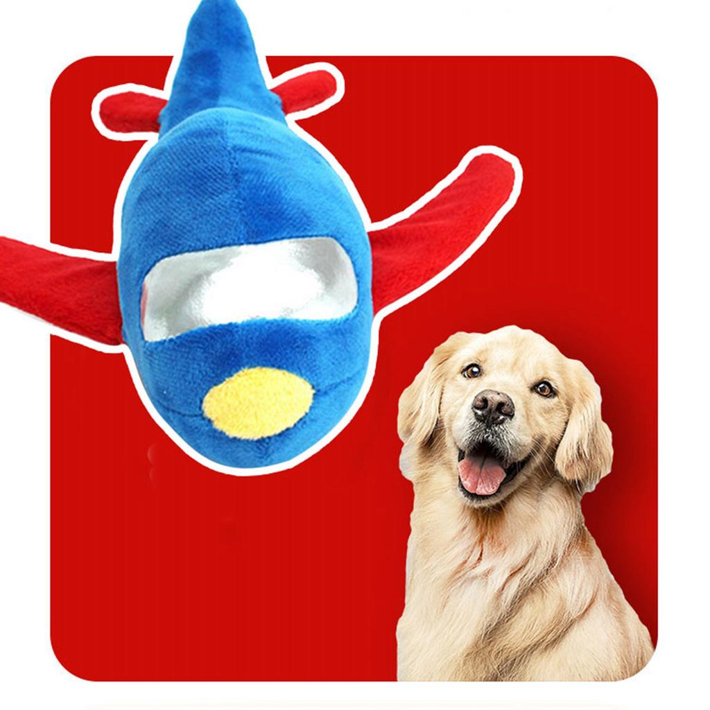 Jouet à mâcher en peluche pour animaux de compagnie, avion, résistant aux morsures, couineur, interactif, réducteur d'anxiété pour chats et chiens