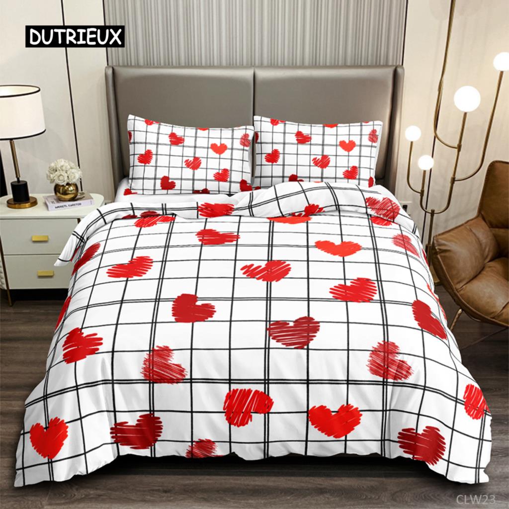 Romantic Duvet Cover Set Red Rose Bedding Set Printed Adult Teen Comforter Cover Blossom Flower Theme Twin Polyester Quilt Cover