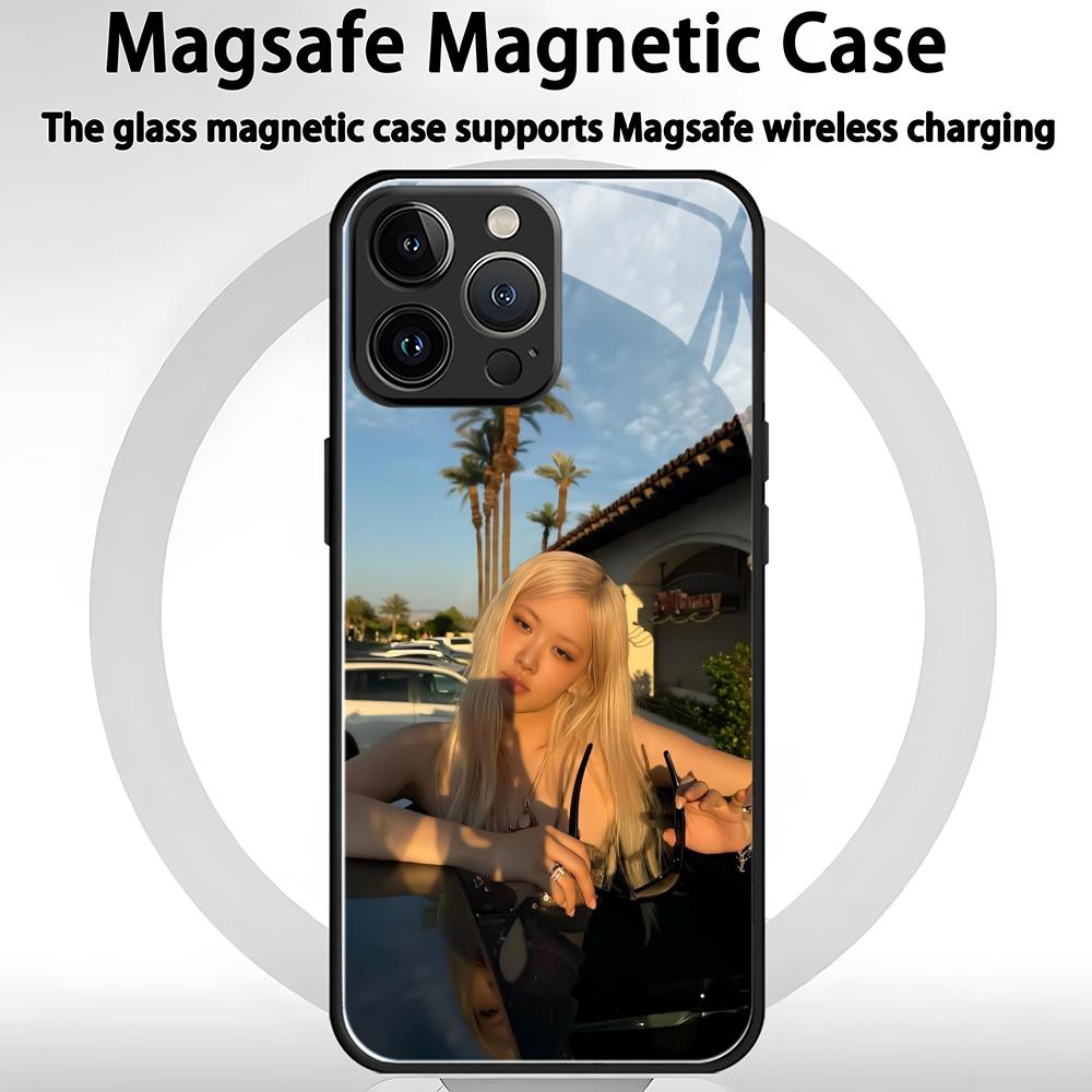 INS R-ROSIES Phone Case For iPhone 17 air 16 e 15 14 13 12 11 Plus Mini Pro Max Glass Magnetic Case