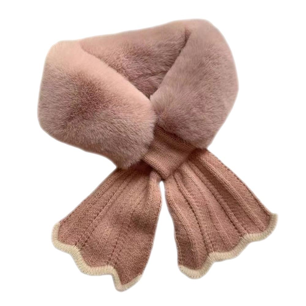 Comfortable Faux Rabbit Hair Winter Scarf Thick Soft Knit Scarf Windproof Silky Neck Guard Scarves Outdoor Neckwear