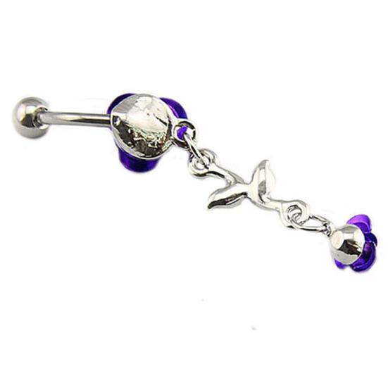 Romantic 2-Rose Connected Dangling Belly Ring Fashion Navel Button Jewelry Gift