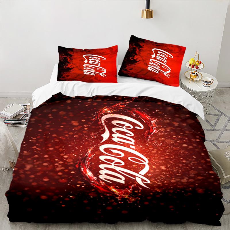 Coca-Cola Artwork Design 3-teiliges Bettwäsche-Set, Ideal für 1 Bettbezug und 2 Kissenbezüge, Perfekt als Geschenk für Fans, Ideal für Schlafzimmer, Studentenwohnheim