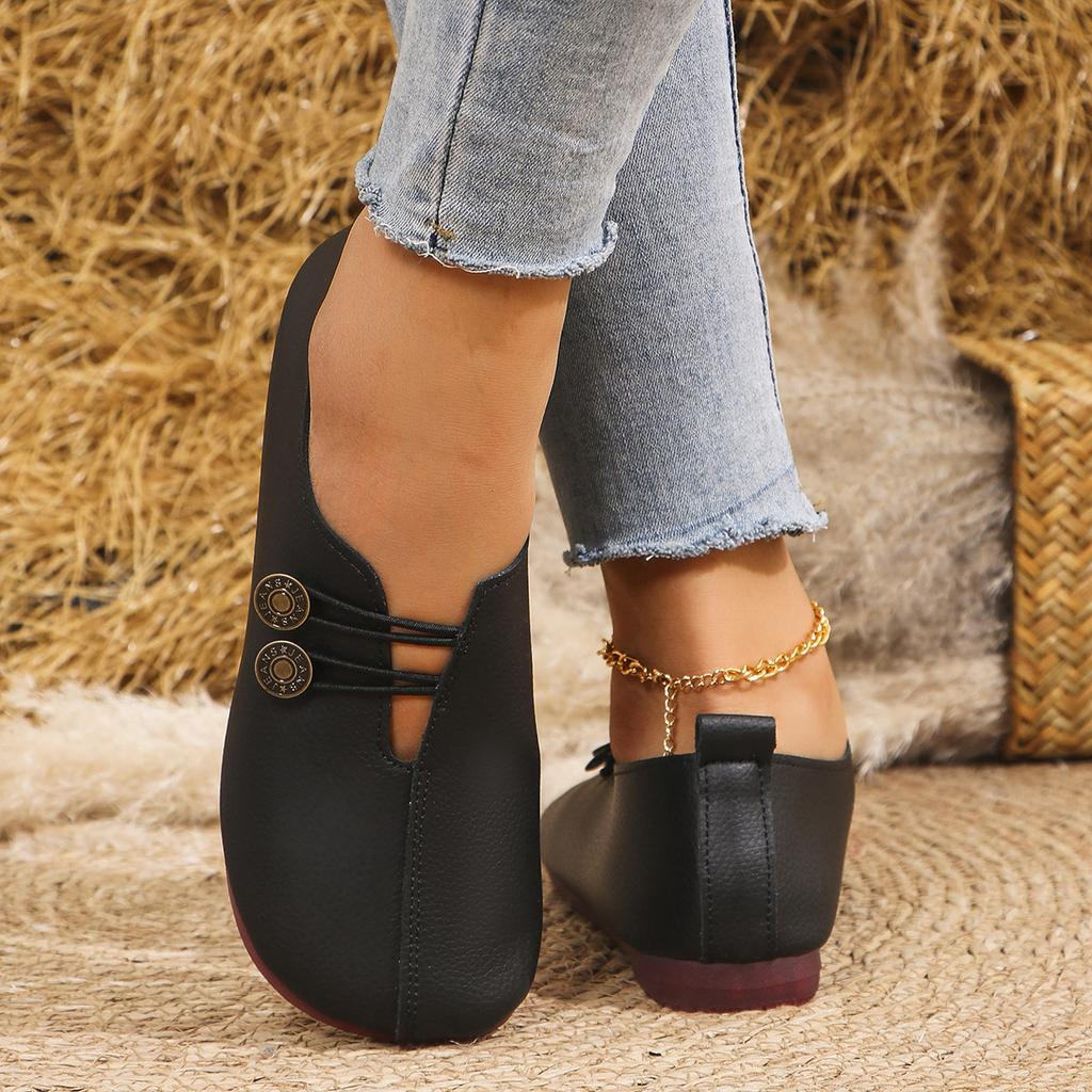 Flache Sohle Runde Spitze Einzelne Schuhe Damen Vier Jahreszeiten Weiche Sohle Rutschfest